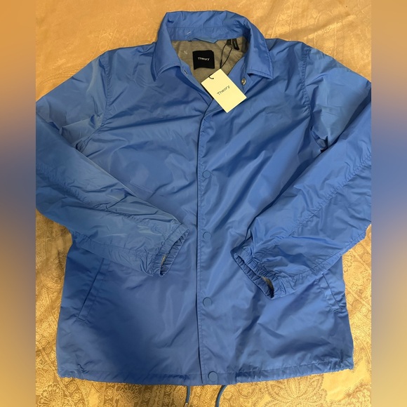 Theory Classic Cosch Jl Blue Sleek Nylon Jacket Sz L - Picture 6 of 9